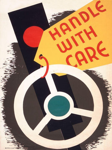 Handle with care White Modern Wood Framed Art Print with Double Matting by WPA