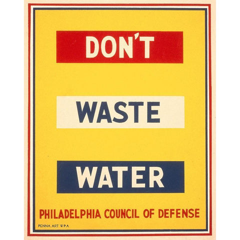 Dont waste water White Modern Wood Framed Art Print by Wilcox, Raymond