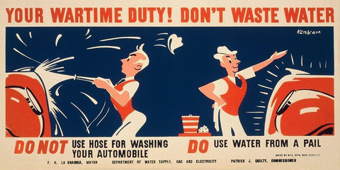 Do not use hose for washing your automobile White Modern Wood Framed Art Print with Double Matting by Kerkam, Earl