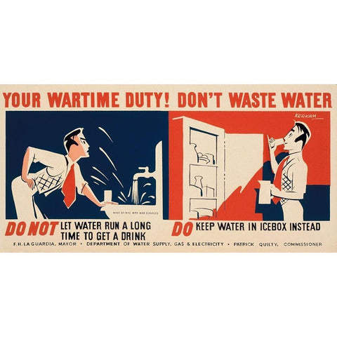 Do not let water run a long time to get a drink Black Modern Wood Framed Art Print with Double Matting by Kerkam, Earl