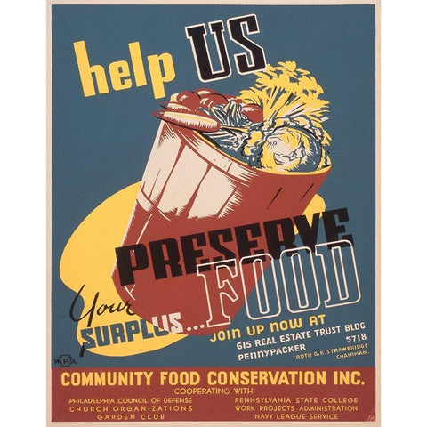 Help us preserve your surplus food Gold Ornate Wood Framed Art Print with Double Matting by Tasker, William