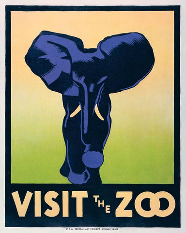 Visit the zoo - Elephant Black Ornate Wood Framed Art Print with Double Matting by Stephenson, Hugh