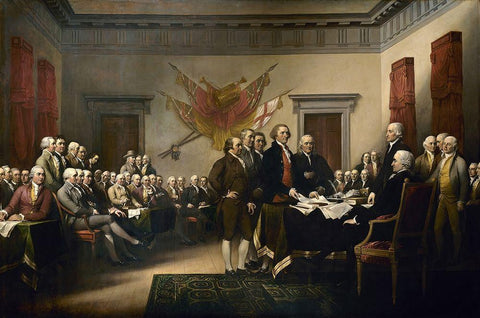 Declaration of Independence Black Ornate Wood Framed Art Print with Double Matting by Trumbull, John