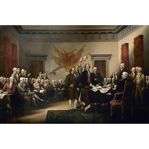 Declaration of Independence White Modern Wood Framed Art Print by Trumbull, John