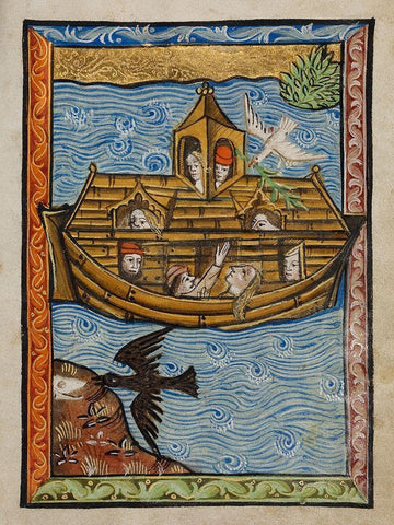 Noahs Ark Black Ornate Wood Framed Art Print with Double Matting by Illuminator, Unknown