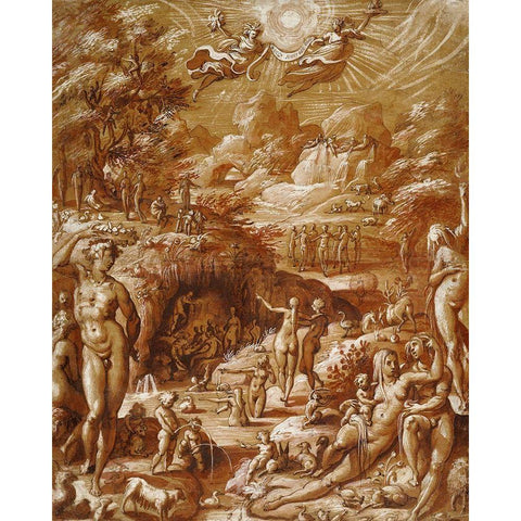 The Age of Gold Black Modern Wood Framed Art Print with Double Matting by Zucchi, Jacopo