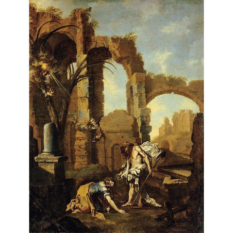 Noli Me Tangere Gold Ornate Wood Framed Art Print with Double Matting by Magnasco, Alessandro