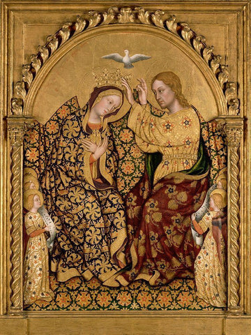 Coronation of the Virgin White Modern Wood Framed Art Print with Double Matting by da Fabriano, Gentile