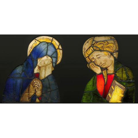 The Virgin and Saint John, from a Crucifixion Black Modern Wood Framed Art Print with Double Matting by Unknown