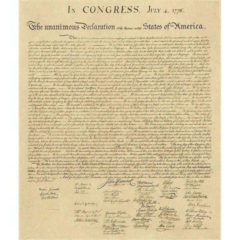 U.S. Declaration of Independence - Decorative Sepia Black Modern Wood Framed Art Print with Double Matting by U.S. Government