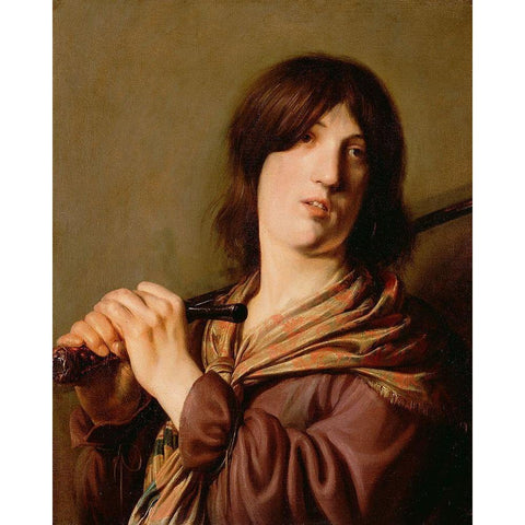 David with His Sword Black Modern Wood Framed Art Print with Double Matting by de Bray, Salomon