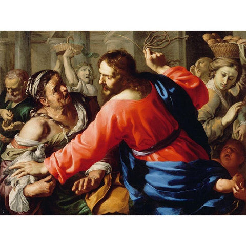 Christ Cleansing the Temple White Modern Wood Framed Art Print by Mei, Bernardino