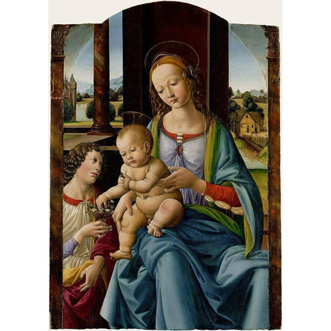 Madonna and Child Gold Ornate Wood Framed Art Print with Double Matting by di Credi, Lorenzo