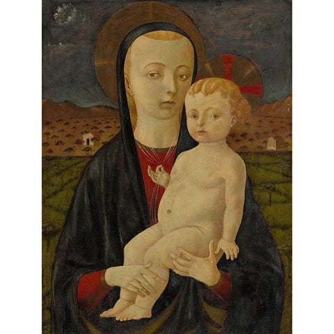 Madonna and Child Black Modern Wood Framed Art Print by Uccello, Paolo