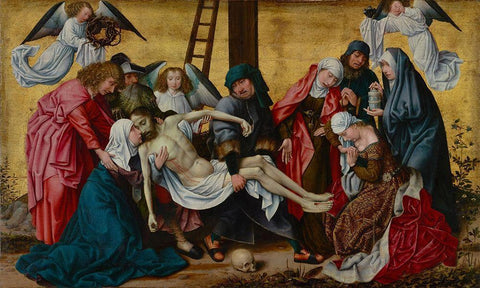 The Deposition Black Ornate Wood Framed Art Print with Double Matting by van der Weyden, Rogier