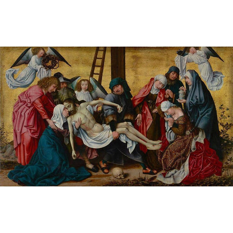 The Deposition Gold Ornate Wood Framed Art Print with Double Matting by van der Weyden, Rogier