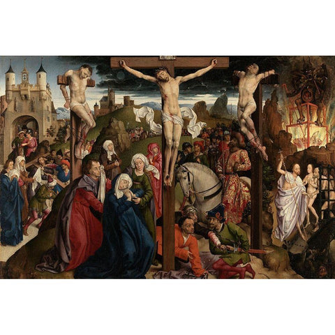 The Crucifixion Black Modern Wood Framed Art Print by Bude, Master Dreux