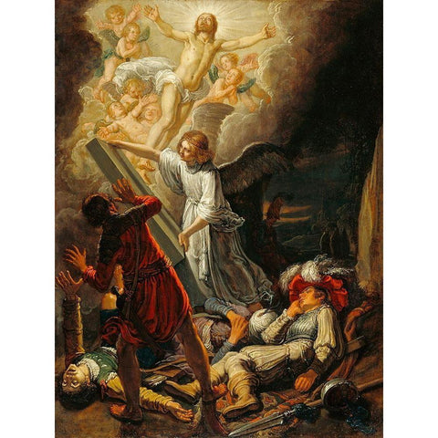 The Resurrection White Modern Wood Framed Art Print by Lastman, Pieter