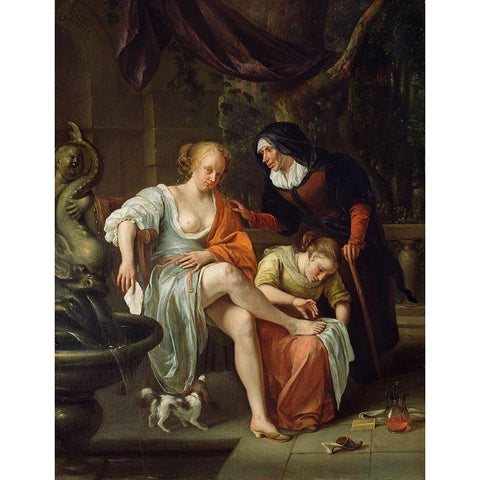 Bathsheba After the Bath Black Modern Wood Framed Art Print with Double Matting by Steen, Jan