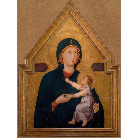 Madonna and Child White Modern Wood Framed Art Print by Unknown 13th Century Italian Illuminator