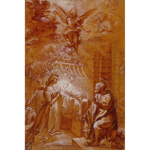 The Nativity Black Modern Wood Framed Art Print with Double Matting by Vanni, Francesco