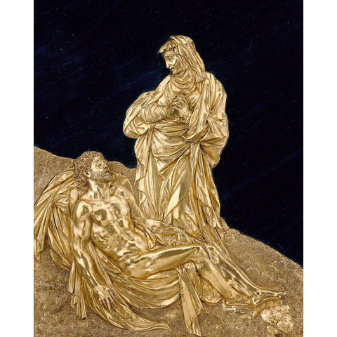 Virgin Mourning the Dead Christ Black Modern Wood Framed Art Print with Double Matting by Targone, Cesare