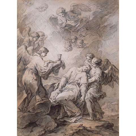 The Agony in the Garden Black Modern Wood Framed Art Print with Double Matting by Vanloo, Carle