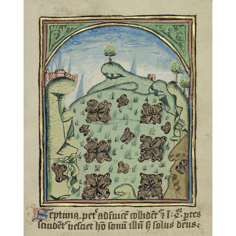 The Seventh Sign before the Day of Judgement Black Modern Wood Framed Art Print with Double Matting by Unknown 12th Century English Illuminator