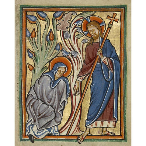 Noli me Tangere Black Modern Wood Framed Art Print with Double Matting by Unknown 12th Century English Illuminator