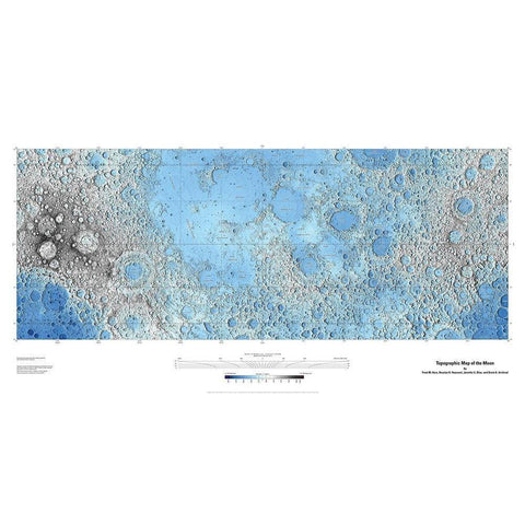 Decorative Topographic Map of the Moon, Projection White Modern Wood Framed Art Print by United States Geological Survey