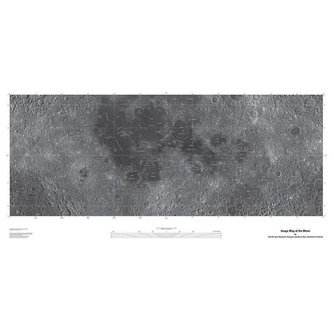 Map of the Moon, Projection Black Modern Wood Framed Art Print with Double Matting by United States Geological Survey