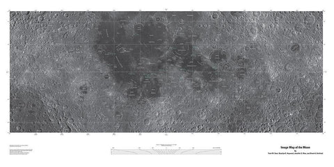 Map of the Moon, Projection Black Ornate Wood Framed Art Print with Double Matting by United States Geological Survey