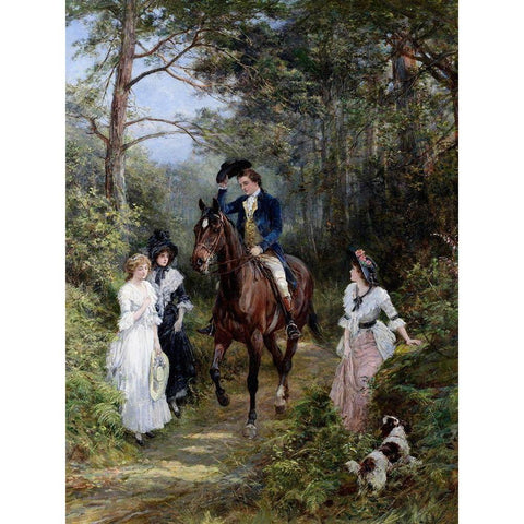 The Meeting in the Forest, 1903 Black Modern Wood Framed Art Print with Double Matting by Hardy, Heywood