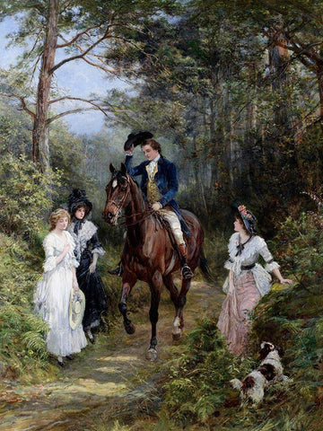 The Meeting in the Forest, 1903 White Modern Wood Framed Art Print with Double Matting by Hardy, Heywood