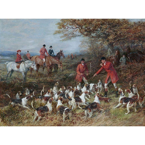 Hunters and Hounds Black Modern Wood Framed Art Print with Double Matting by Hardy, Heywood