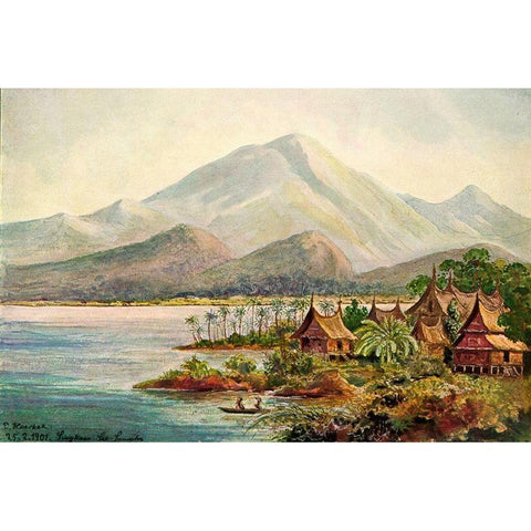 Singkara-See, Padanger Hochland, Sumatra Black Modern Wood Framed Art Print by Haeckel, Ernst