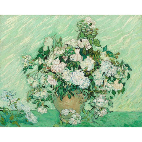 Roses, 1890 White Modern Wood Framed Art Print by van Gogh, Vincent