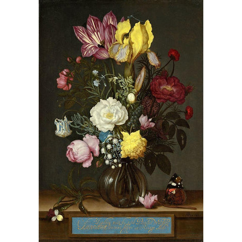 Bouquet of Flowers in a Glass Vase, 1621 White Modern Wood Framed Art Print by Bosschaert, Ambrosius