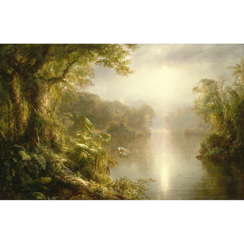 El Rio de Luz (The River of Light), 1877 White Modern Wood Framed Art Print by Church, Frederic Edwin