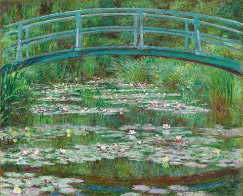 The Japanese Footbridge, 1899 White Modern Wood Framed Art Print with Double Matting by Monet, Claude