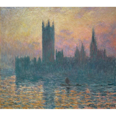 The Houses of Parliament, Sunset, 1903 Black Modern Wood Framed Art Print with Double Matting by Monet, Claude