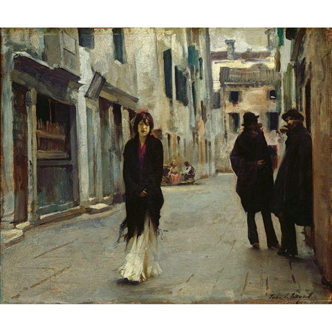 Street in Venice, 1882 White Modern Wood Framed Art Print by Sargent, John Singer