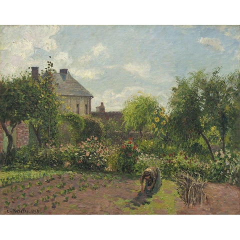 The Artists Garden at Eragny, 1898 Gold Ornate Wood Framed Art Print with Double Matting by Pissarro, Camille