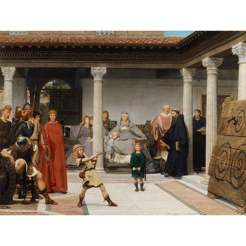 The Education of the Children of Clovis, 1861 Black Modern Wood Framed Art Print with Double Matting by Alma-Tadema, Sir Lawrence