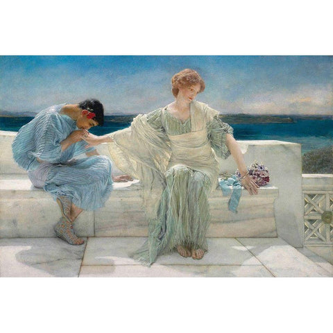 Ask Me No More, 1906 Gold Ornate Wood Framed Art Print with Double Matting by Alma-Tadema, Sir Lawrence