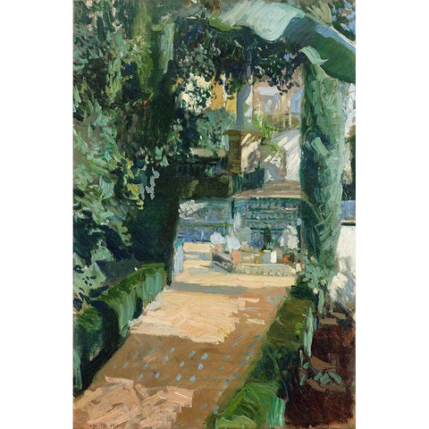 Court of the Dances, Alcazar, Sevilla Gold Ornate Wood Framed Art Print with Double Matting by Y Bastida, Joaquin Sorolla