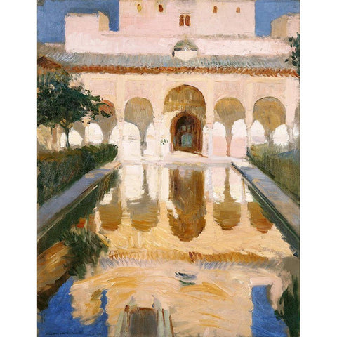 Hall of the Ambassadors, Alhambra, Granada Gold Ornate Wood Framed Art Print with Double Matting by Y Bastida, Joaquin Sorolla