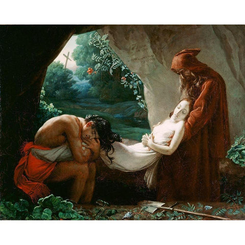 Burial of Atala White Modern Wood Framed Art Print by Girodet, Anne-Louis