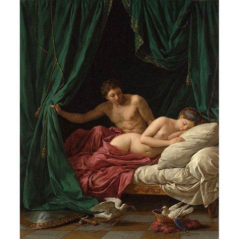 Mars and Venus, Allegory of Peace (Mars et Venus, allegorie sur la Paix) Gold Ornate Wood Framed Art Print with Double Matting by Lagrenee, Louis Jean Francois