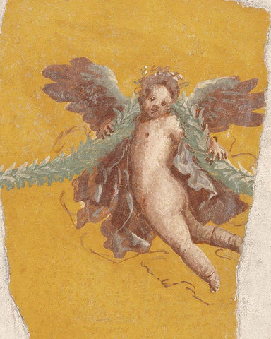 Fresco Fragment White Modern Wood Framed Art Print with Double Matting by Unknown 1st Century Roman Artisan